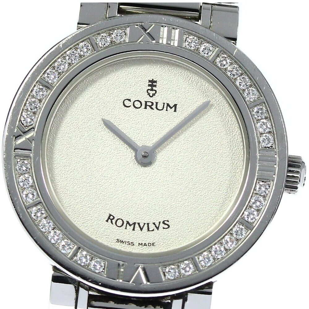 CORUM Romulus 165.128.47 V459 Diamond Bezel Silver Dial Quartz Ladies_754205